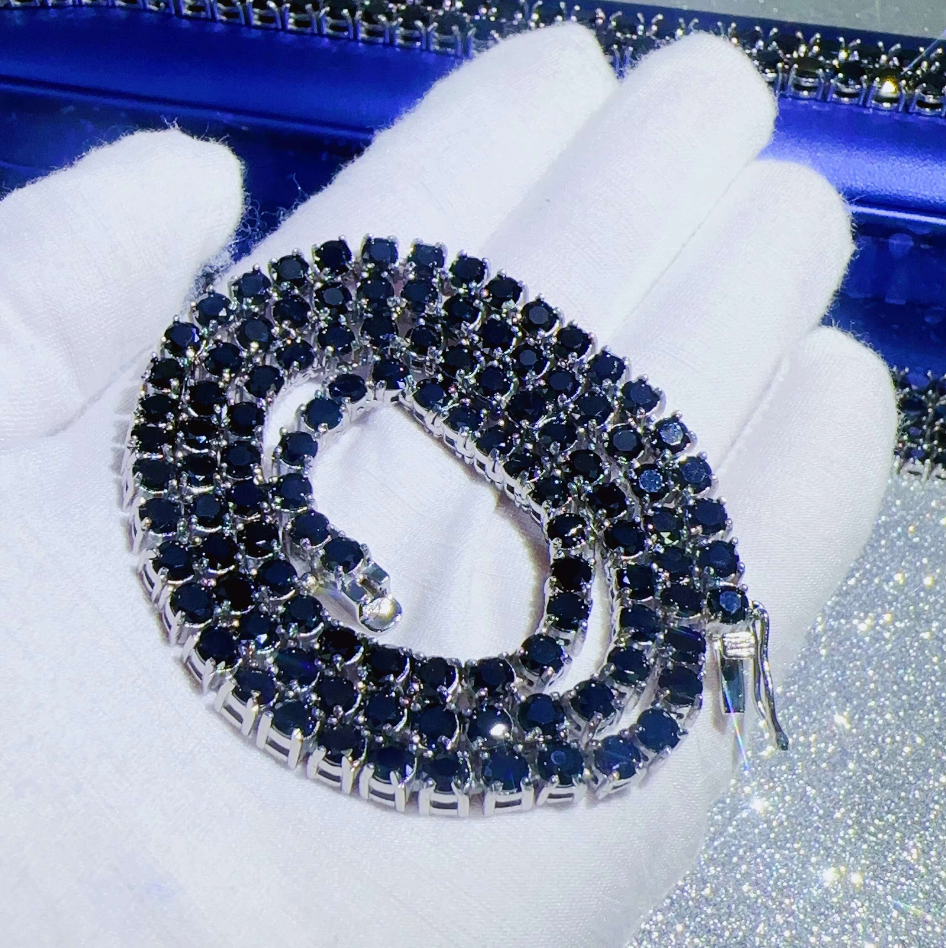 Custom Moissanite Jewellery Black Diamond Silver 925 Necklace VVS Diamond Chain Hip Hop Out Jewelry Fashion Tennis Chain OACOCA