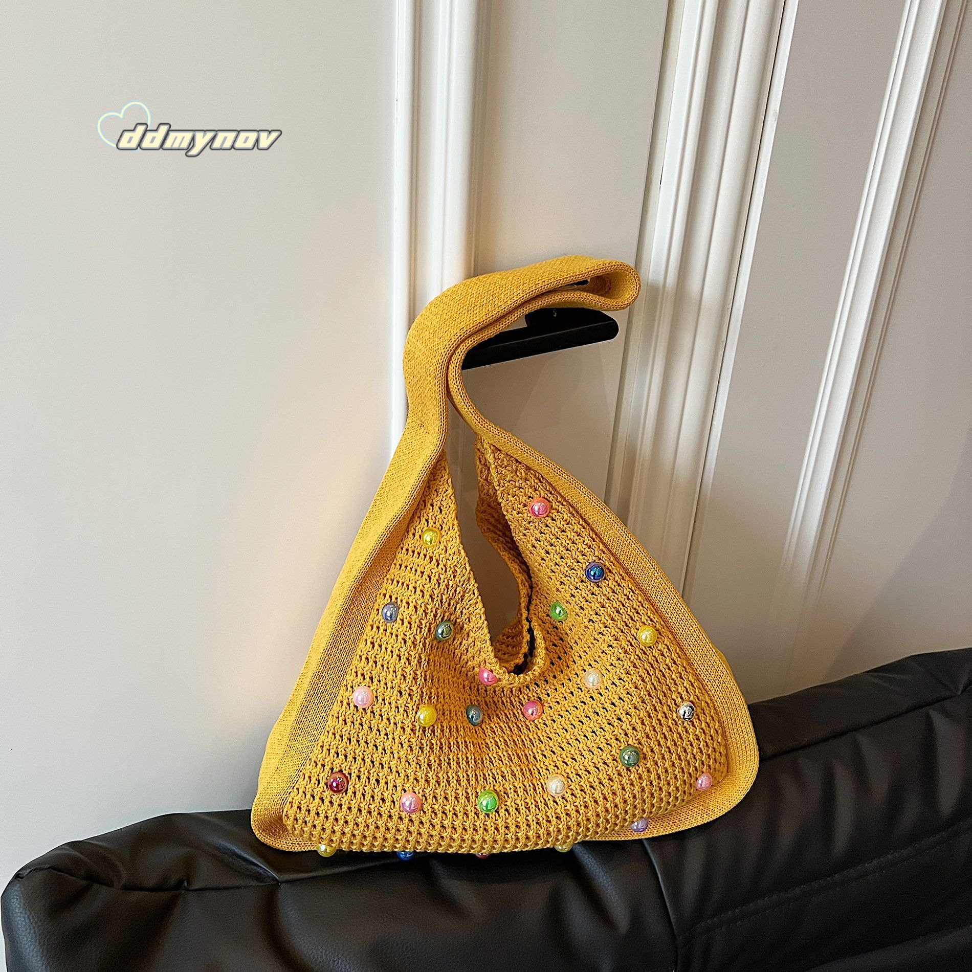 Korean Style Lazy Woven Underarm Pearl Large Capacity HOBO Women's Fashion Fresh Versatile Casual Shoulder Bag ddmynov