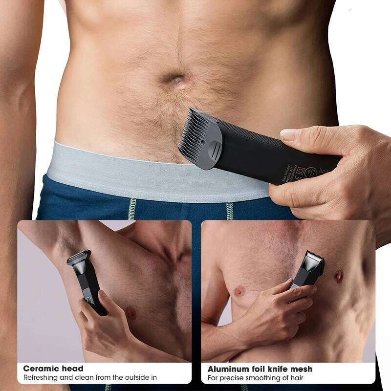 RESUXI 351 2 in 1 Hair Trimmer Men's Body Grooming Clipper Groin Pubic Epilator Ceramic Blade Waterproof Male Razor Shaver