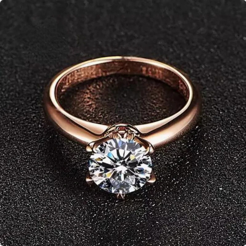 18K Rose Gold Solitaire 1.5ct Created Diamond Ring Party Wedding Band Rings for Women Bridal Engagement Jewelry Gift 250610