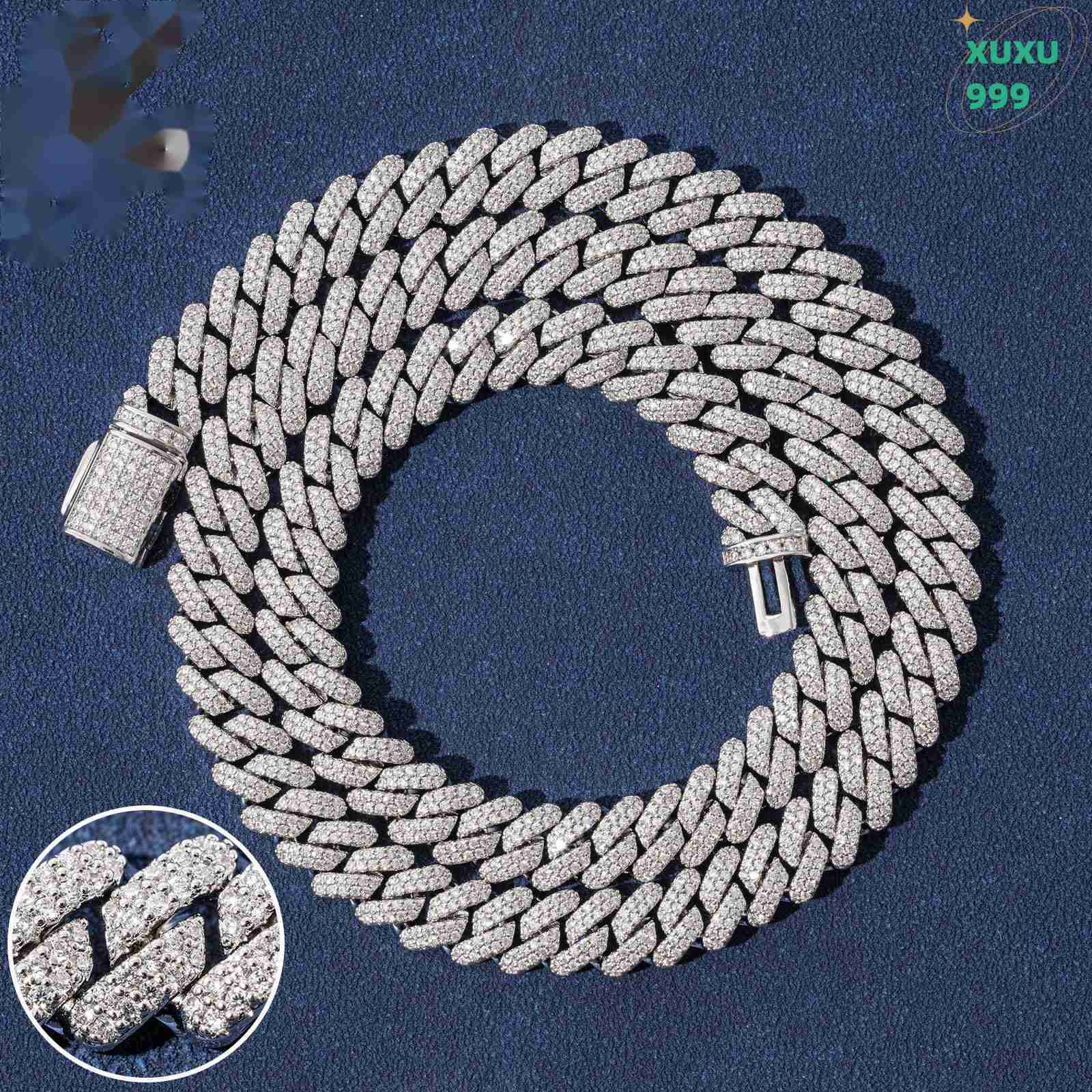 OACOCA 2 Rows Diamond 9mm Iced Out Small Cuban Chain Fashion Jewelry Necklace Brass 18K Gold Plated 3AShiny Necklace Women