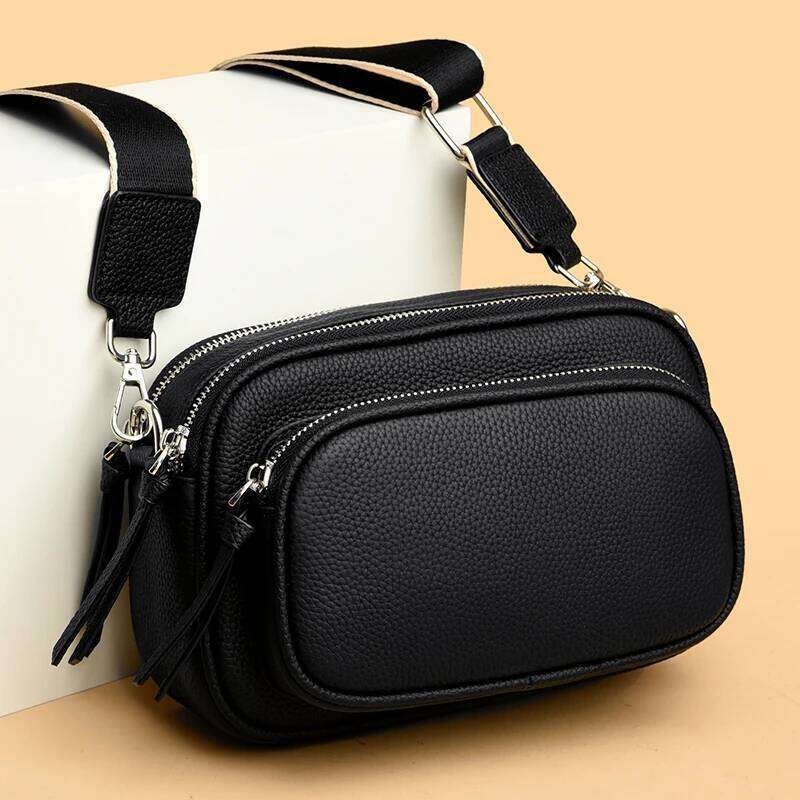 100%Genuine Leather Crossbody For Women Shoulder Messenger Bag Handbag Female Solid Color Cowhide Multilayer Tote Sac
