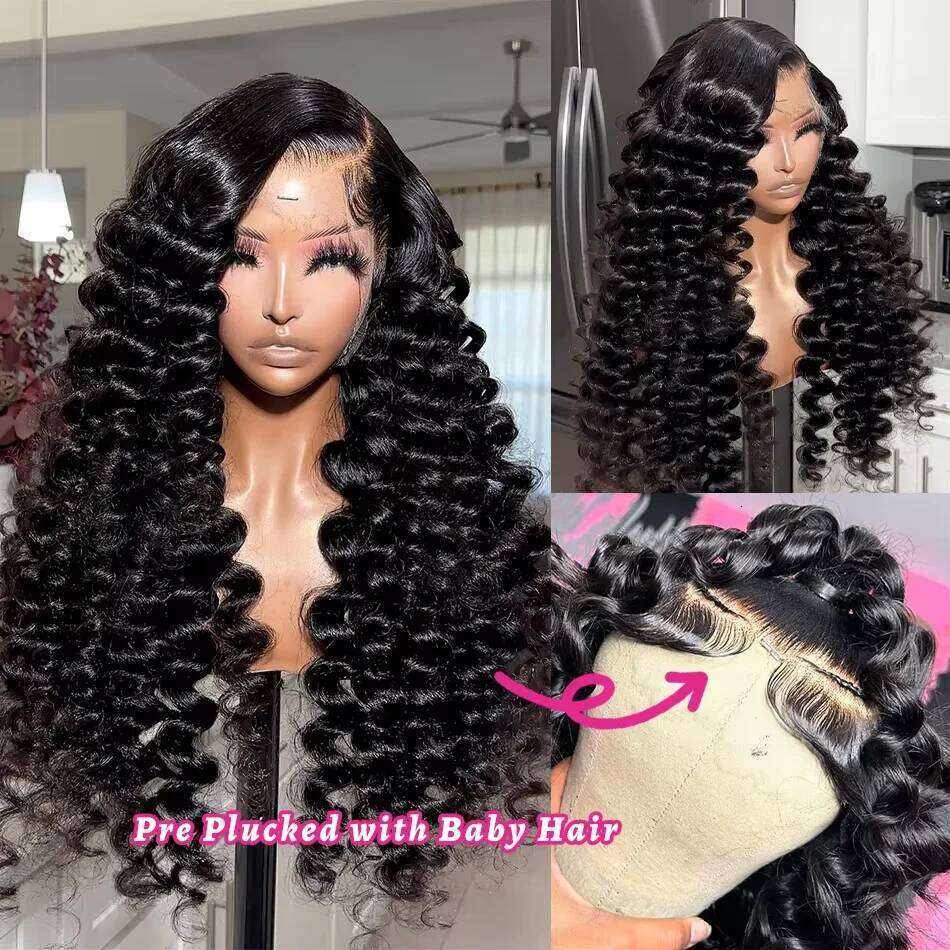 Rosabeauty 250% 13x6 Hd Frontal Wig Loose Waves wig Human Hair Brazilian 30 32Inch Deep Wave 13x4 Lace Front Wigs For Women