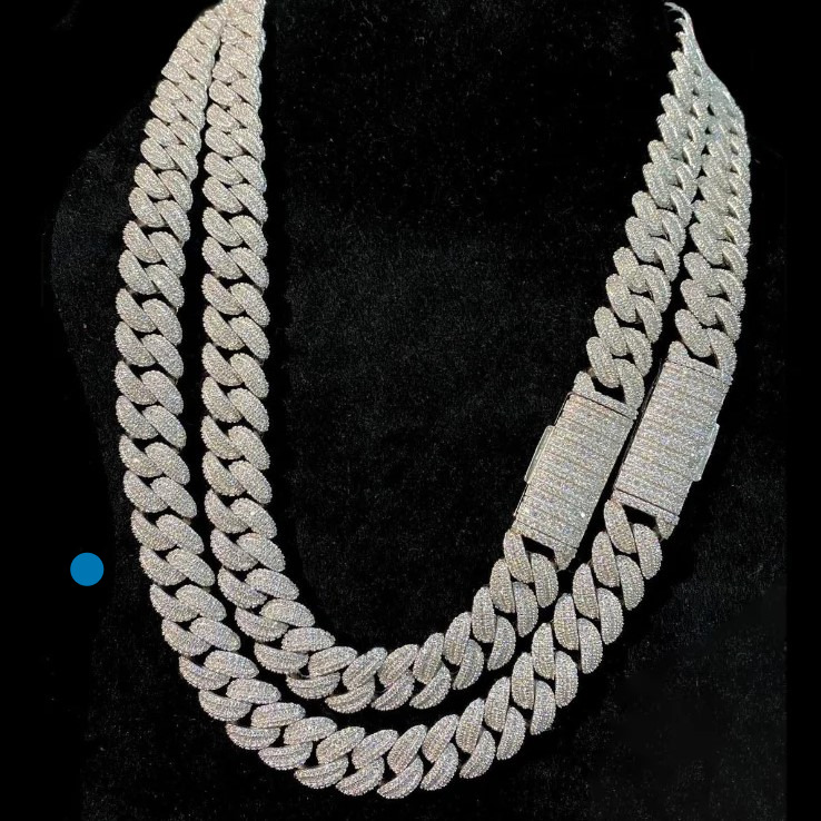 OACOCA VVS Moissanite Diamond Hip-hop Chain 925 Sterling Silver Cuban Link Chain Hip Hop Bling Iced Out Vvs Moissanite Diamond Chain