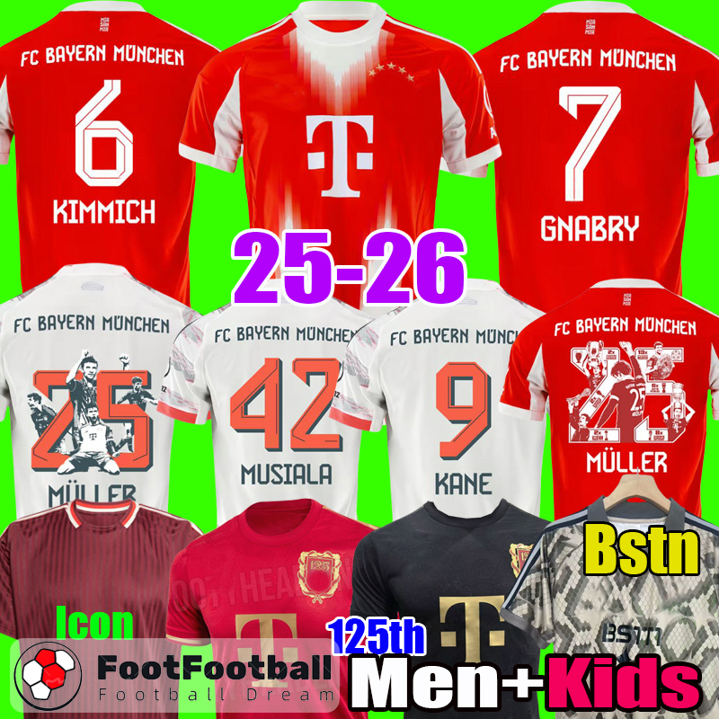 2025 2026 bayernmunich jersey 25 26 SANE KANE MUSIALA KIMMICH GNABRY football shirts 125th anniversary icon soccer jerseys men Kids kit set tops camisetas de futbol
