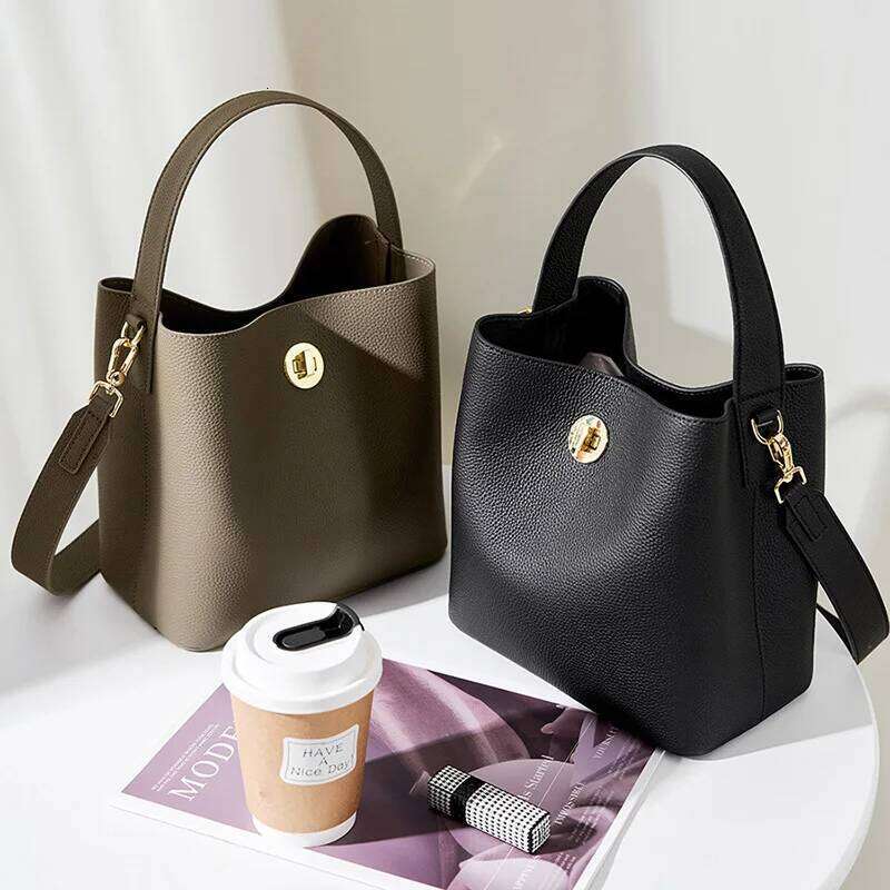 2024 New Women's Handbag Lady Messenger Commuting Genuine Leather Vegetable Basket Handheld Bag Female Solid Color Crossbody