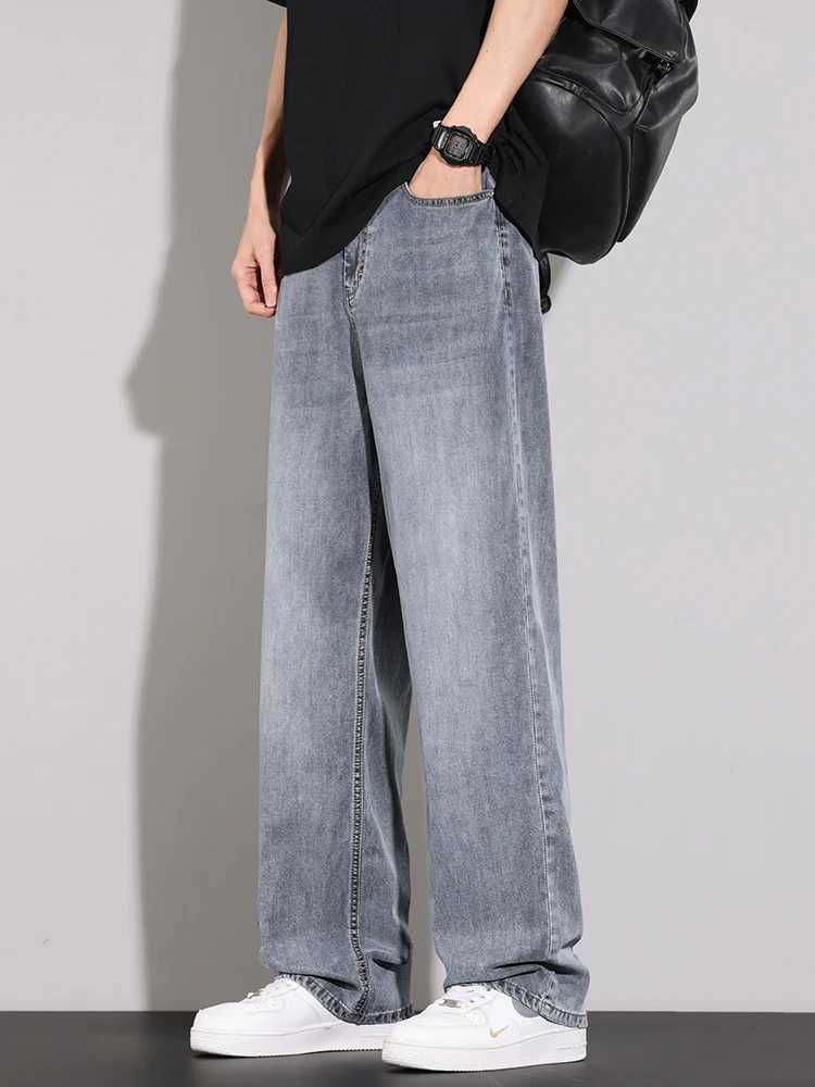Streetwear Mens Vintage Jeans Summer Thin Lyocell Fabric Soft Straight Casual Trousers Comfortable Brand Male Denim Pants M250610