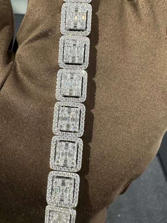 Luxury Customized 925VVS Moissanite Bracelet High Quality T Square Diamond Fashion Chain Link Bracelets