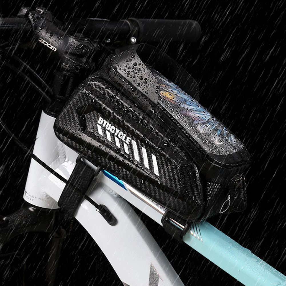 1.5L EVA Bicycle Top Tube Bag 7.4 TPU Touchscreen Bike Frame Front Tube Bag Waterproof Hard Casing Bike Bag Bike Accessories 250610