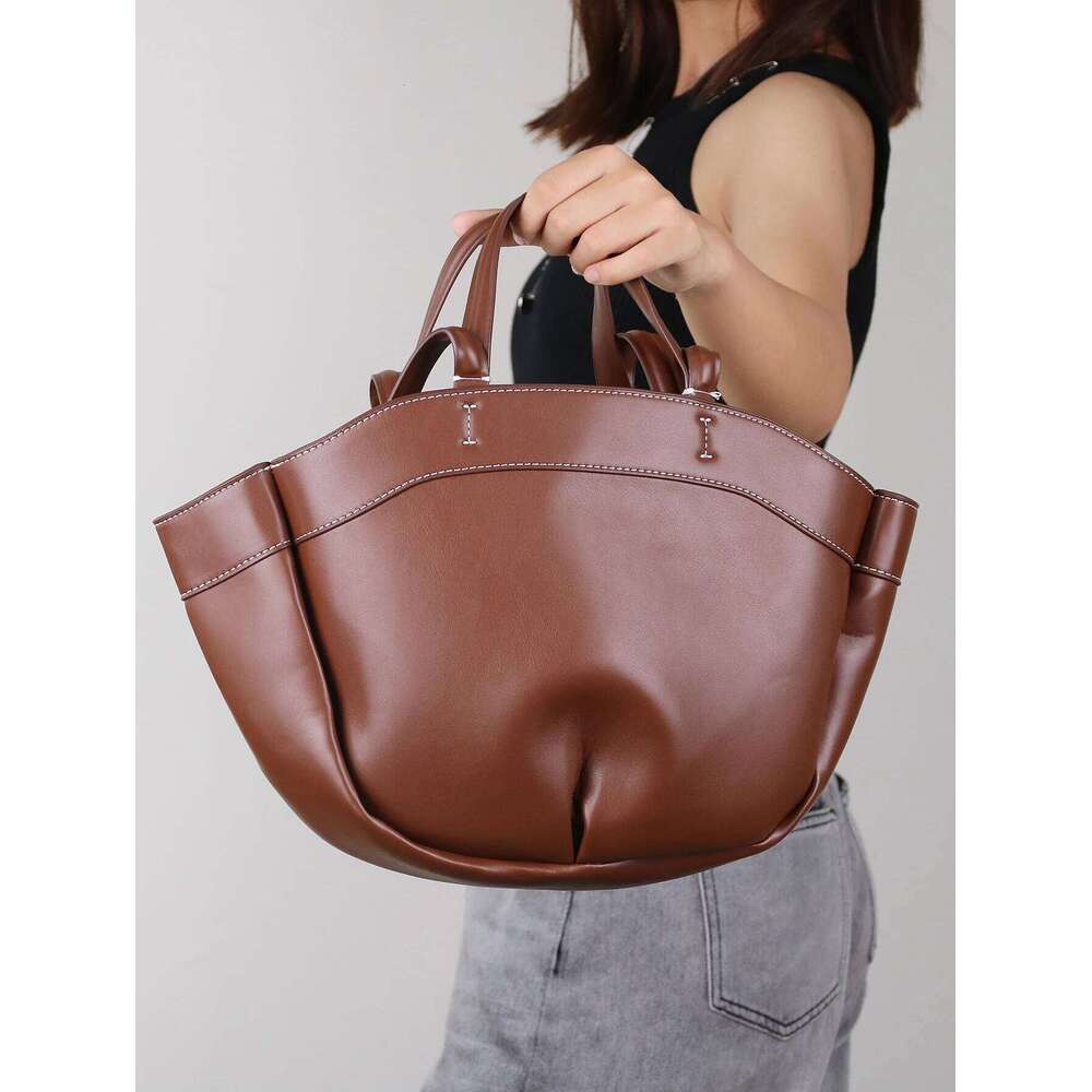 2024 Autumn And Winter New Women's Bags Brown Large Capacity Portable Shoulder Bury Commuting Shopping Bag Versatile Cas