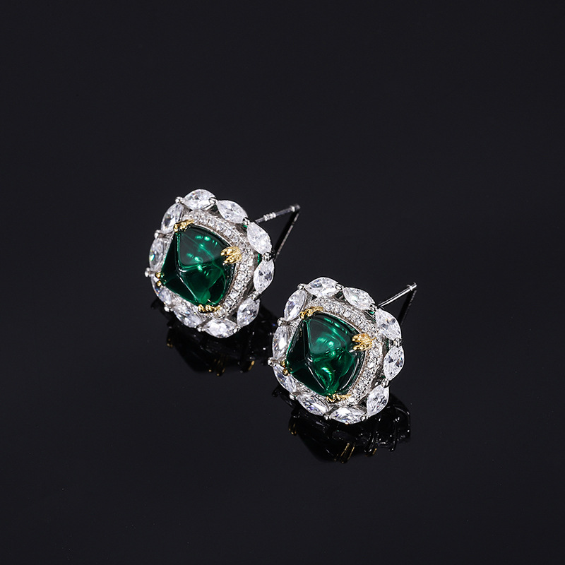 Women's Fashionable S925 Hinged Post Earings Decorated With Radiant Polychrome CZ Stones: Timeless Style Staple