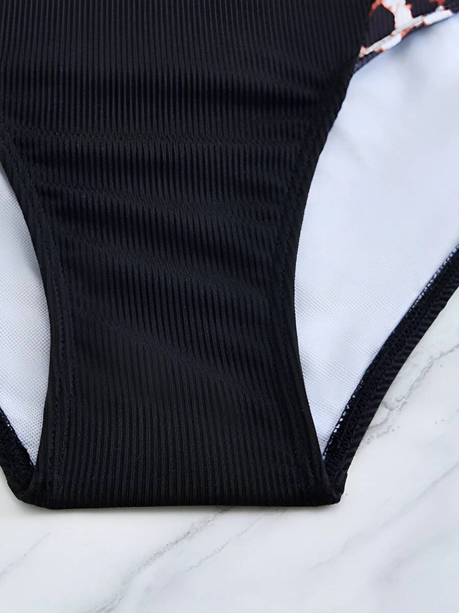 2025 Large Size Leopard Bikinis Two Pieces High Waist Swimsuit Women Halter Swimwear Female Bathing Swimming Suit Beachwear