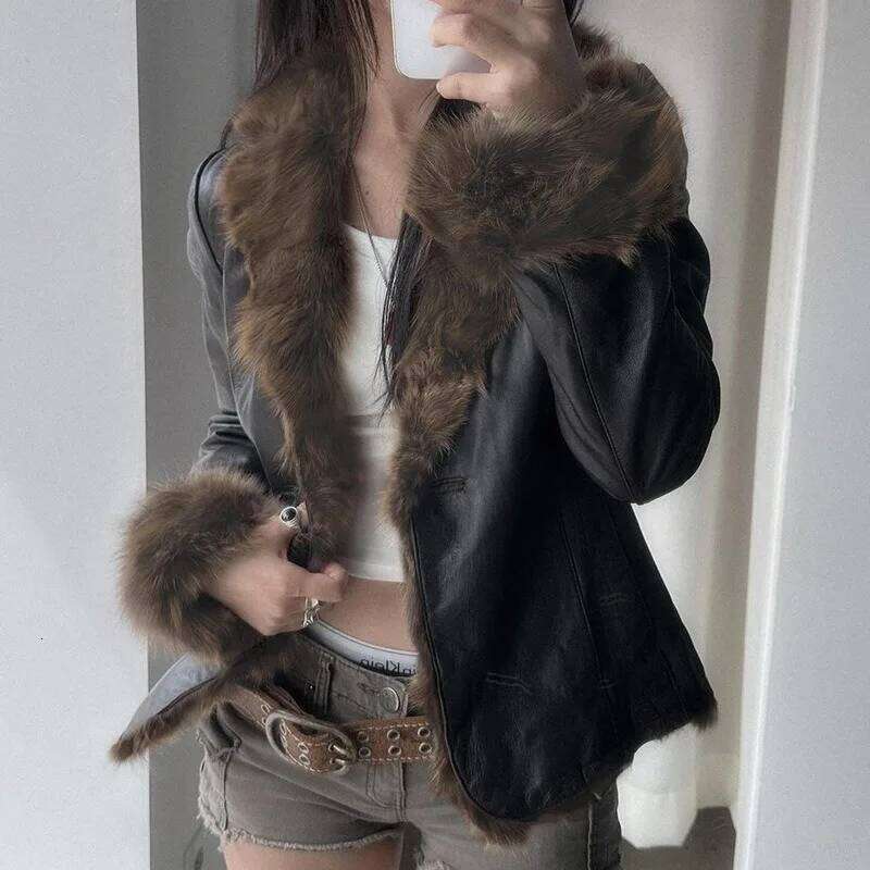 2025 Winter Fur Women's Fashion Wool Male Warm Overcoats Long Motorcycle Jacket Leather Women