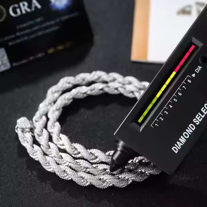 Wholesale VVS High Transparency Color Moissanite Jewelry Hip Hop S925 Silver Necklace Mens Cuban Chain Tennis Rope Chain
