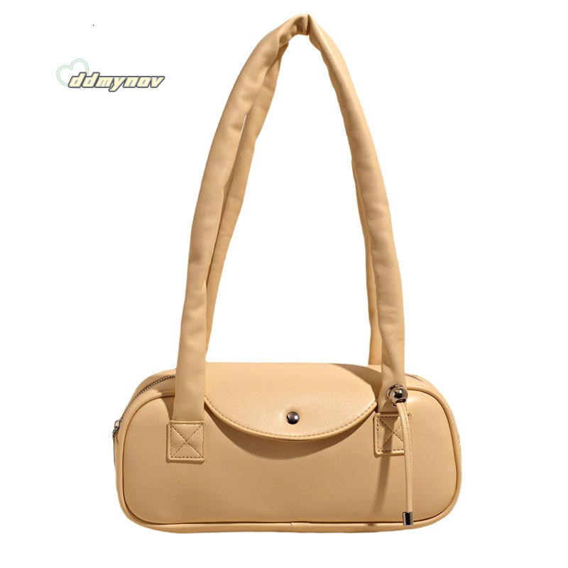Korean Style Pleated Drawstring Tote for Women 2025 New Macaron Color Underarm Fashion Commuter Versatile Shoulder Bag ddmynov