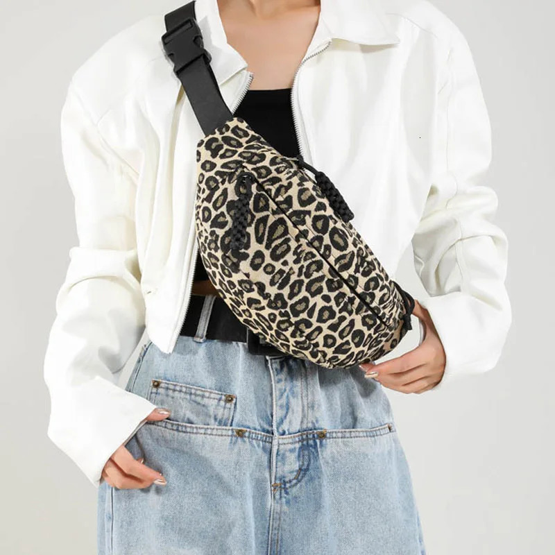 Leopard print Women Waist Pack Canvas Fanny Fashion Chest Bag Shoulder Crossbody Bags Highquality Belt Bag 250605