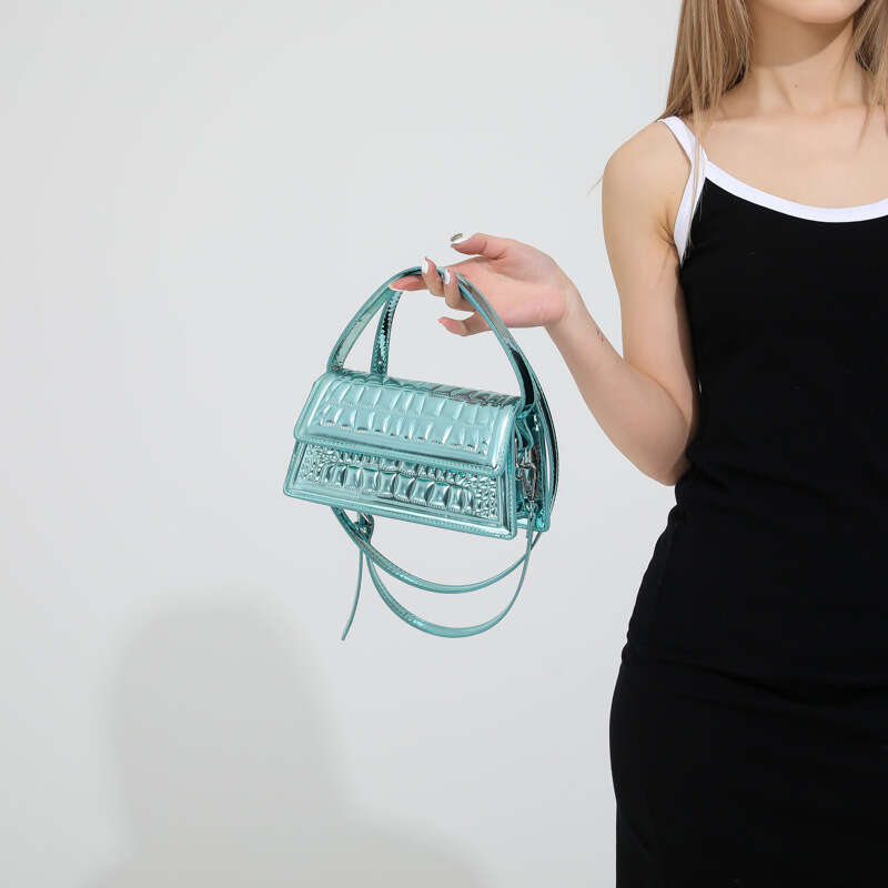 Stone Pattern Women's Crossbody Patent Leather Glossy 2024 New Fashionable Solid Color Small Square Bag for Women GUHUISHU