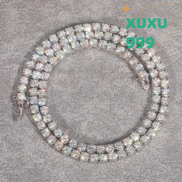 OACOCA Customizable 925 Sterling Silver Tennis Chain Necklace Moissanite Hip Hop Jewelry for Women and Men