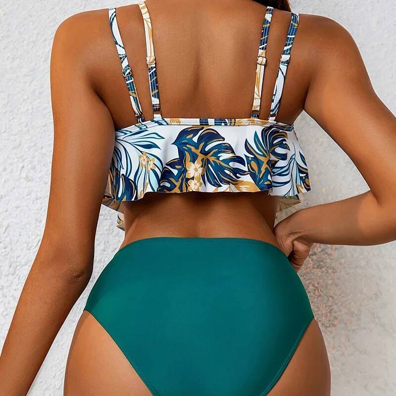 Women Swimsuit Gradient Bikini High Waist Two Pieces Set Swiming Sexy Bquini Print Bathing Suit Bandage Swimwear Tankinis