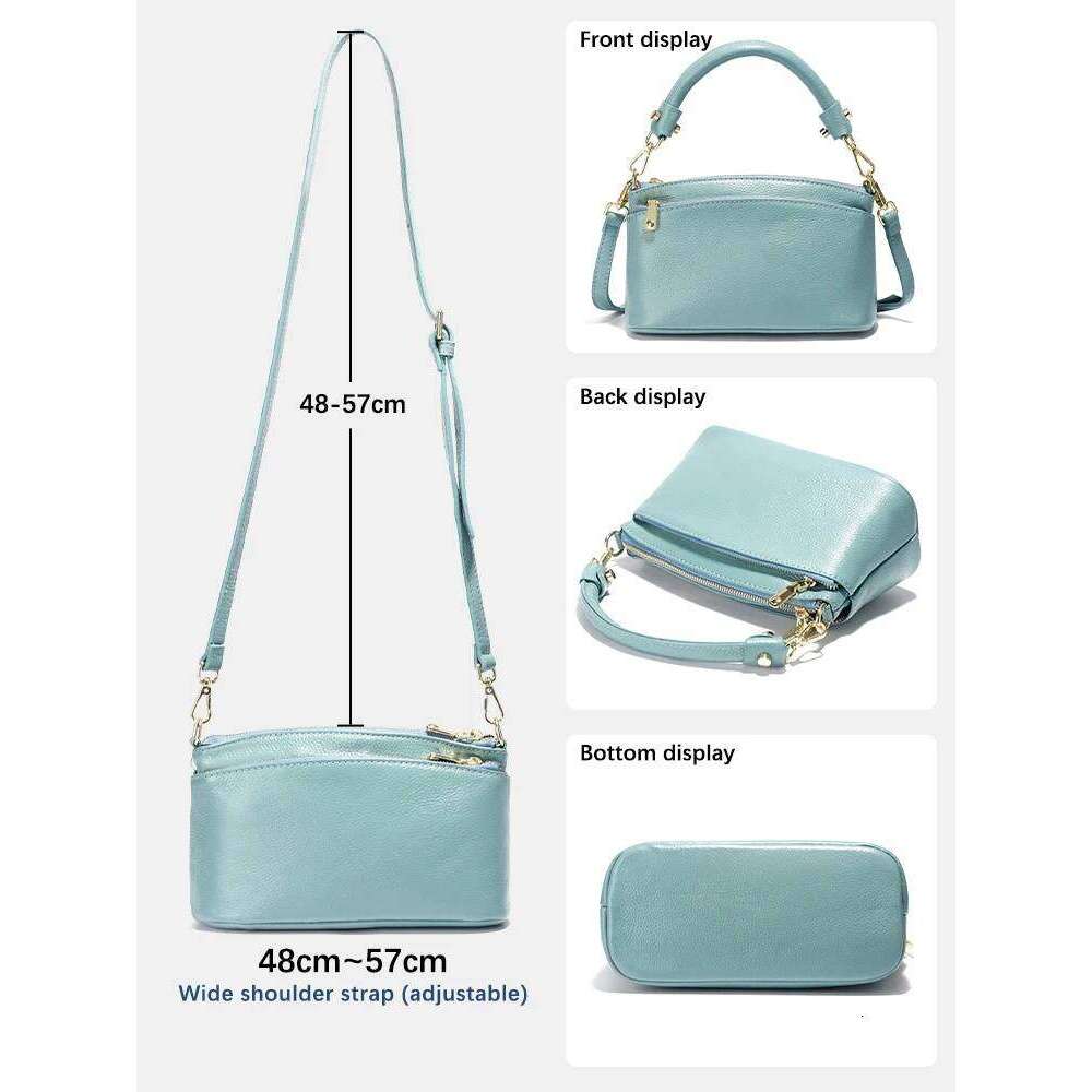 Zency Women Blue Red Soft Genuine Zipper Cowhide Leather Shoulder Bag Ladies Crossbody Small Handbag Satchels Sac