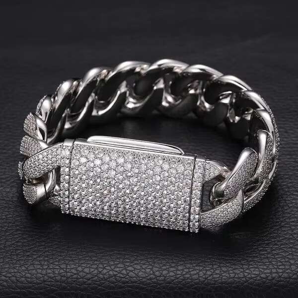 Custom 20MM Gold Plated Cuban Link Chain Necklace Bracelet Fashion Jewelry with Diamond Moissanite Christian Religious