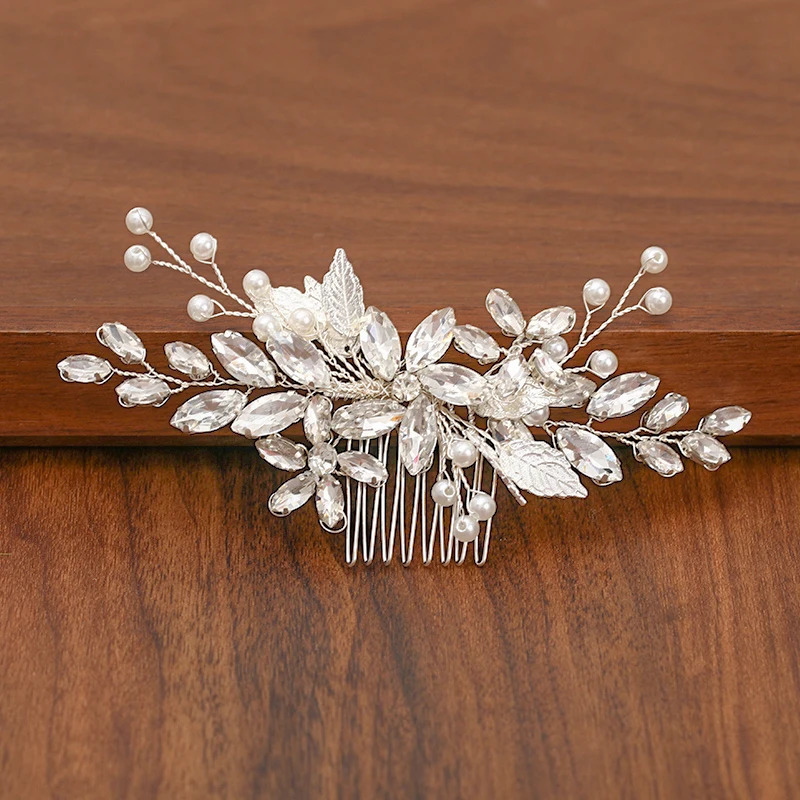 Silver Color Pearl Rhinestone Wedding Hair Combs Hair Accessories For Women Accessories Hair Ornaments Jewelry Bridal Headpiece 250610