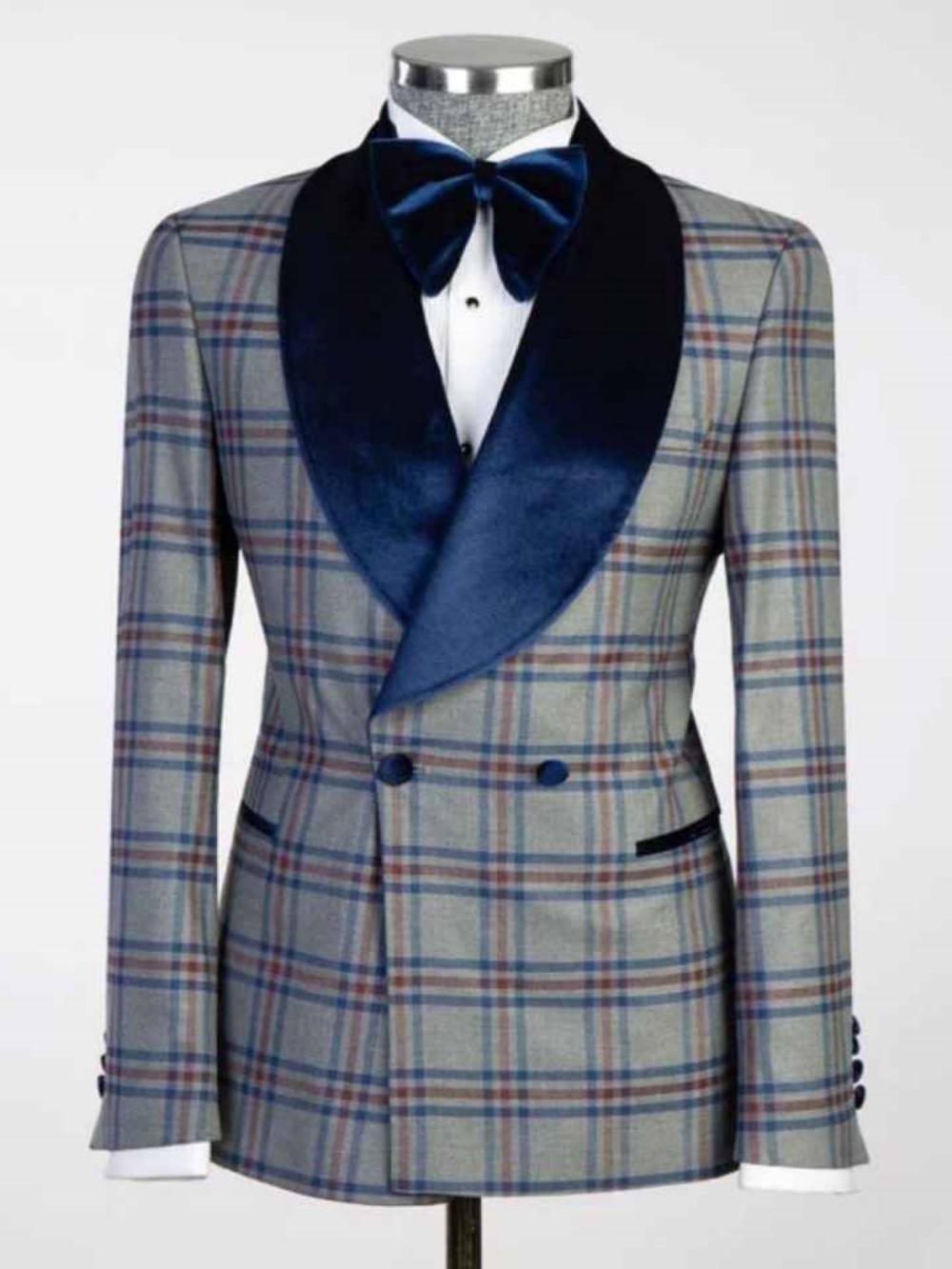 Vintage Check Wedding Tuxedos 1 Piece Set Jacket Double Breasted Men Suit Classic Fit Groom Wear Party Evening Suits Customized