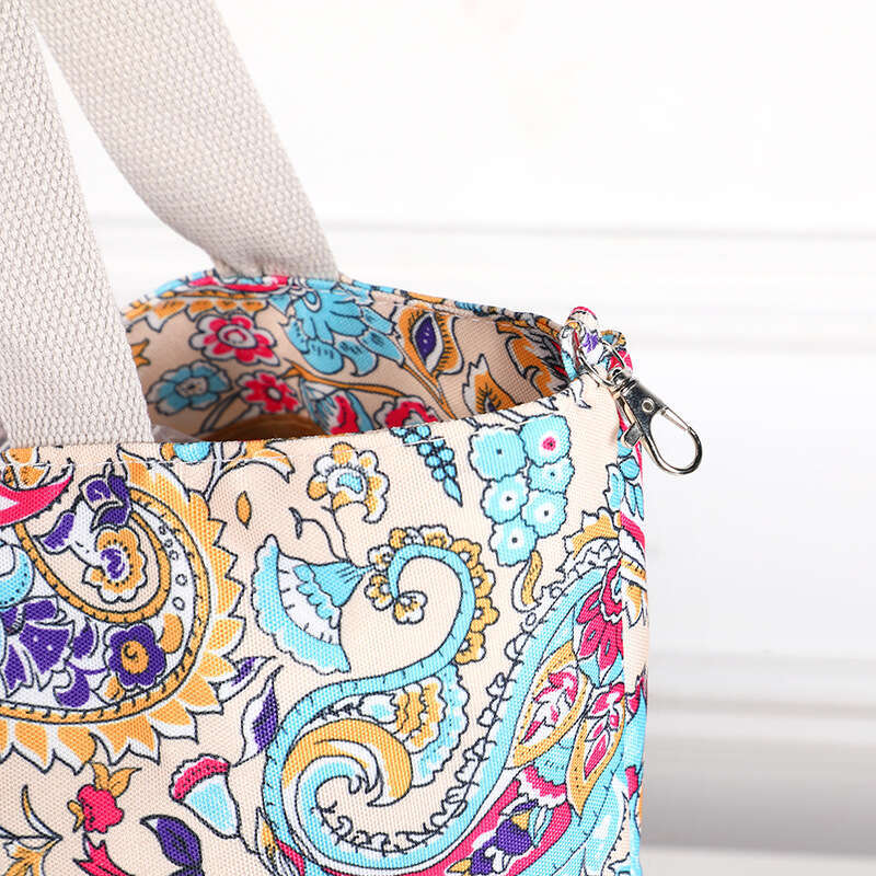 Ethnic Style Printed Casual Shoulder Fashion Trend Shopping Exotic Canvas Straw Bag