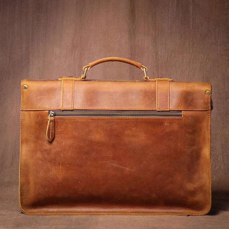 GURO Top Original Cowhide Briefcase Men Design Real Leather Handbag Higher Quality Shoulder Messenger File Laptop Bag