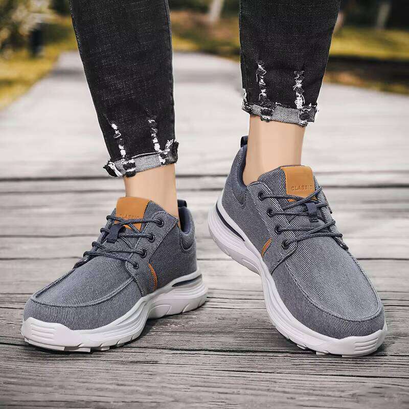 Cross-border Large Size Canvas Sneakers Breathable Fashion Casual Sports High Quality Elastic Out Sole Men's Shoes
