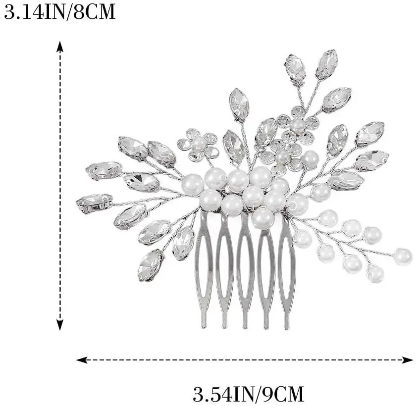 Fashion Handmade Flower Pearls Hair Comb For Women Bride Hairbands Clip Wedding Hair Accessories Crystal Headband Clips 250610