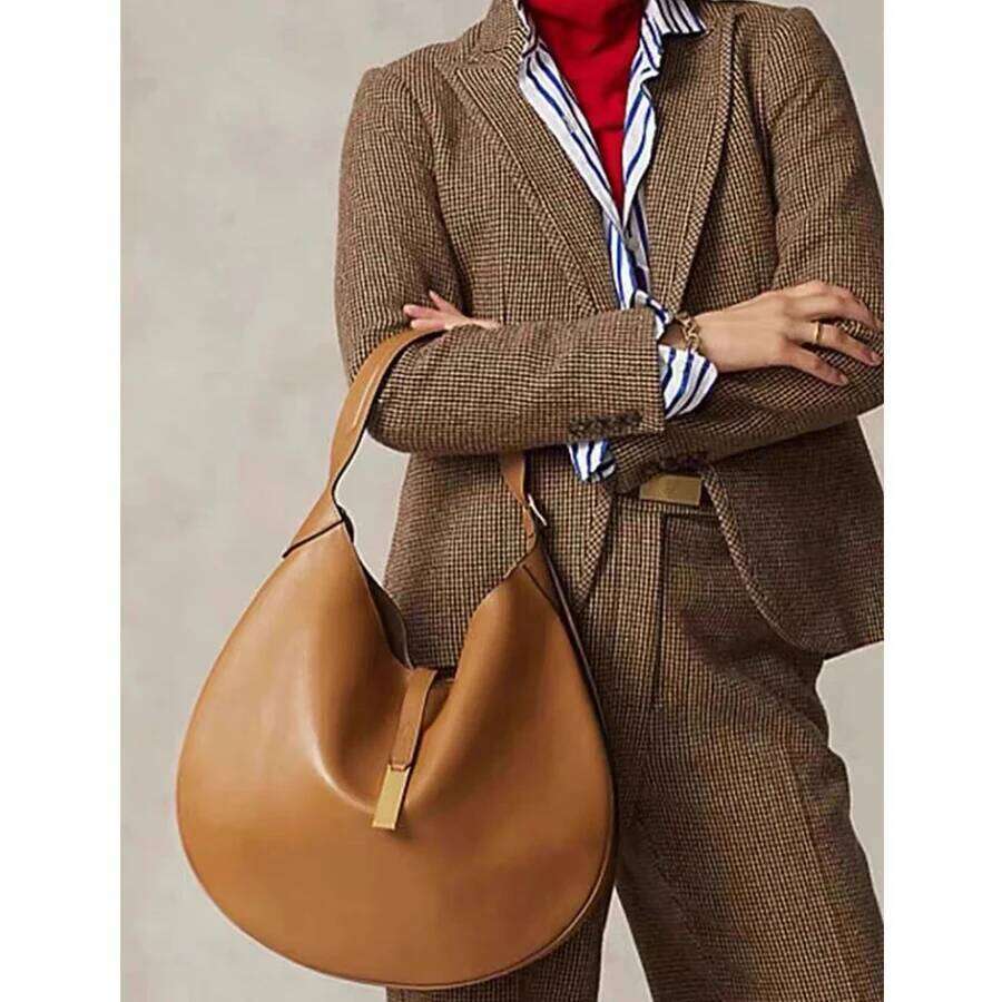 Women's Underarm Suede Splicing Pu Leather Design Dumpling Tote Bag Fashion Brown/Black Shoulder Crescent Handbags Bolsa