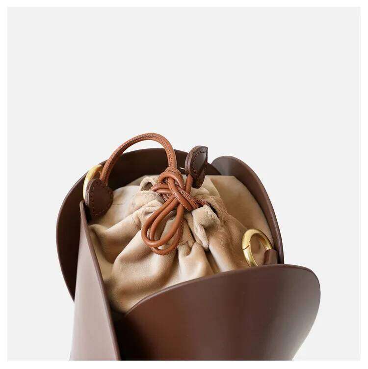 UBELLIN Mini Bucket Bag Women Solid Genuine Leather Ladies Crossbody Bags Flower Shape Tote Handbags Purses