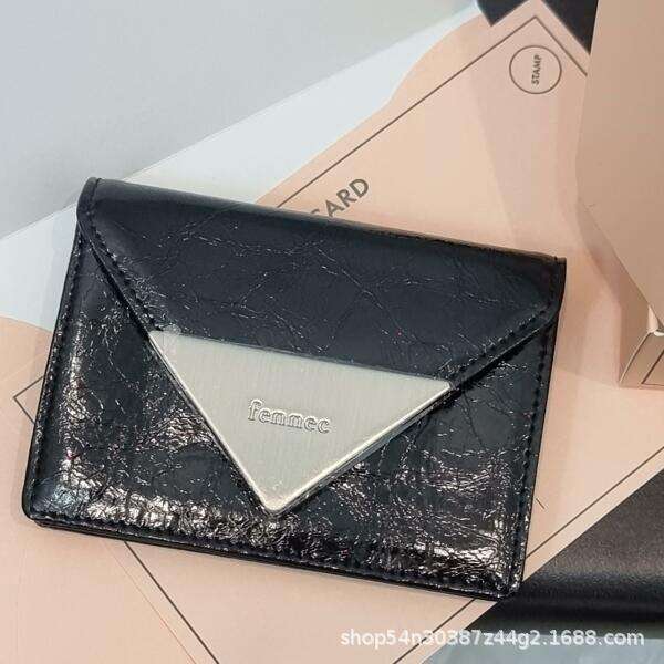 Korean Niche Fennec Patent Leather Classic Triangle Portable Card Coin Purse Multicolor Wallet ID Holder Trendy