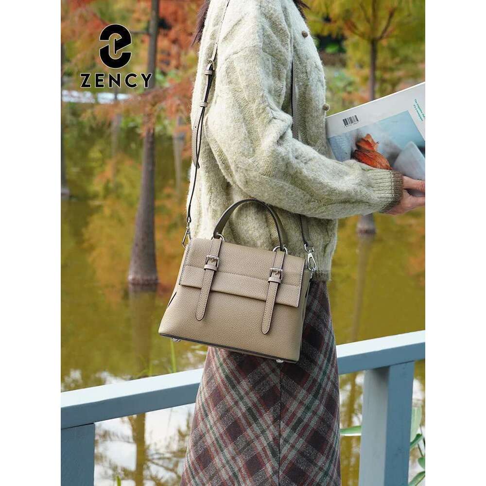 Zency Genuine Leather Vintage Handbag Versatile Women Bag Shoulder Crossbody Classic Small Square Bags Satchel 2025 New