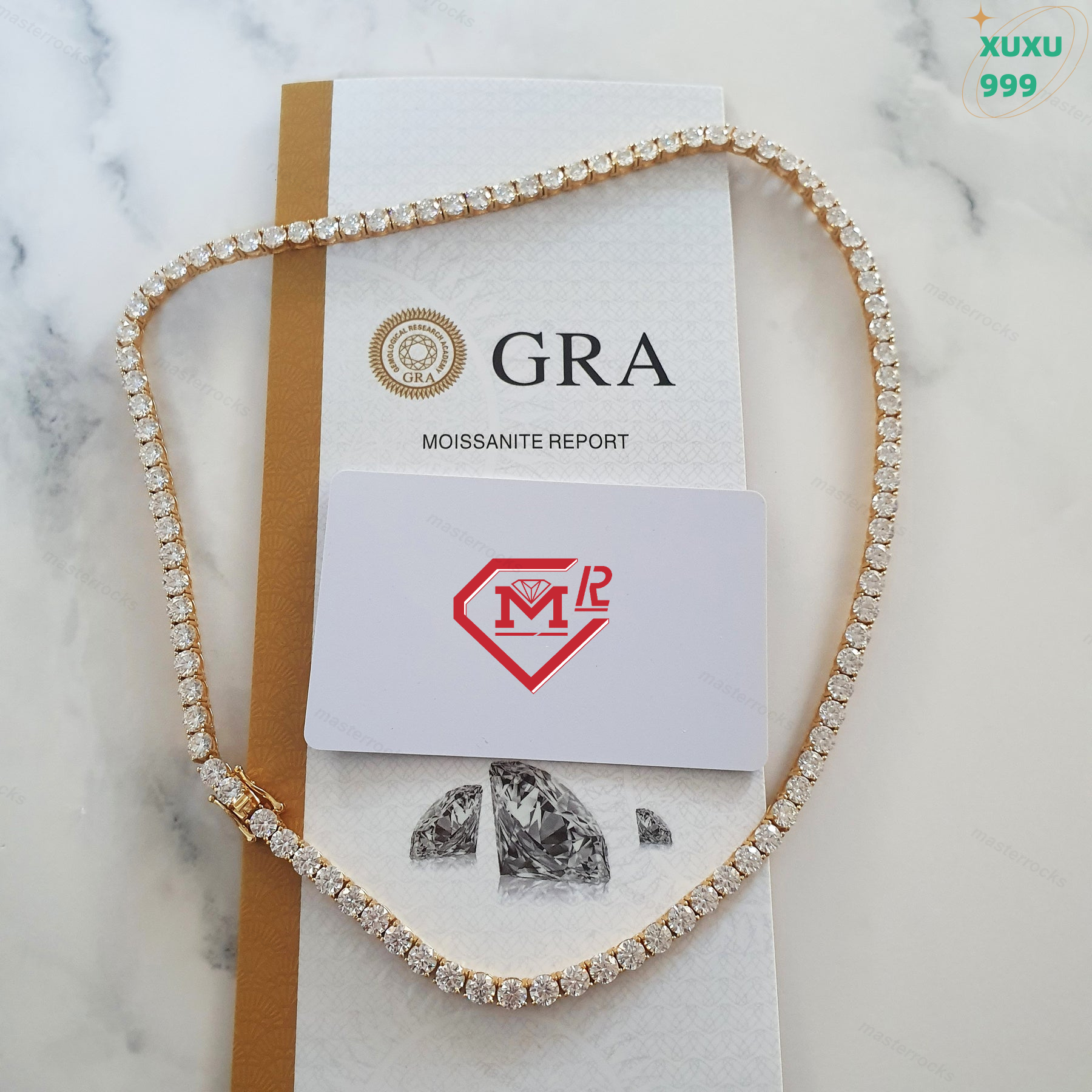 OACOCA 925 Sterling Silver Necklace Iced Vvs Moissanite Gra Certificate Hip Hop Diamond Tennis Chain