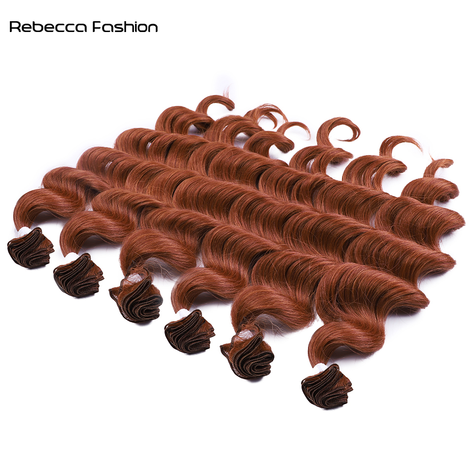 Rebecca Fashion Deep Wave Synthetic Hair Extensions 6pcs Set of Long Length (24 Inches) for Stylish Braids & Twists