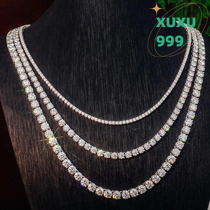 OACOCA Hip Hop Style White Moissanite Tennis Chain 2mm 3mm 4mm 5mm 6.5mm 925 Silver Cuban Link Necklace Custom Design Birthday Gift