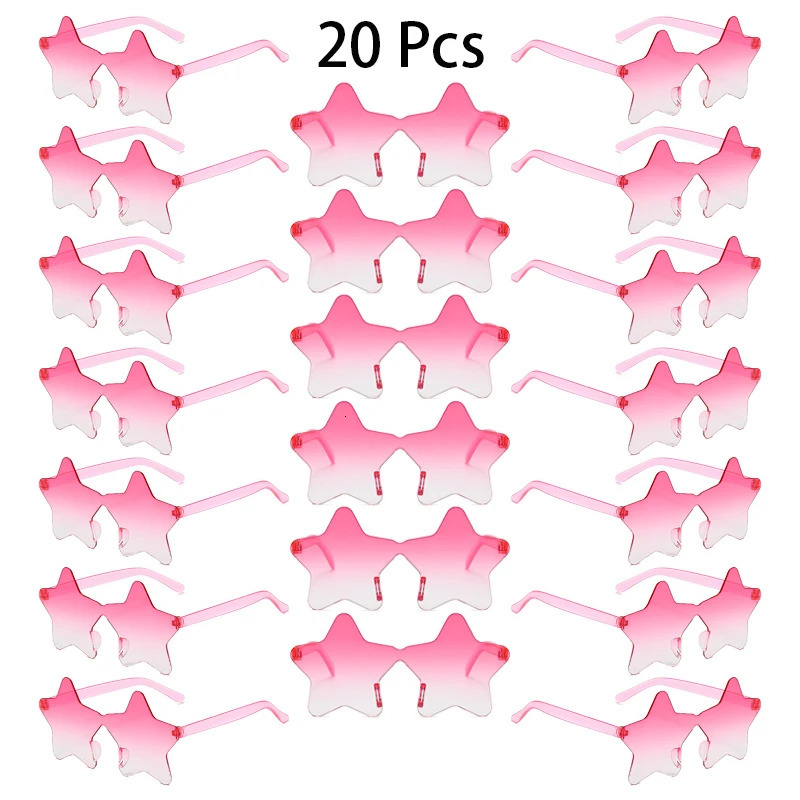 16/20 Pcs Per Set Rimless Star Shaped Sunglasses Fashion Cute Gradient Beach Holiday Shades Women Trendy Rave Sun Glasses 250530
