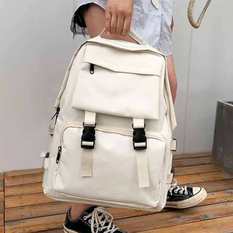 Simple Backpacks Large Capacity Travel Bag Solid Harajuku Student Schoolbag Backpack Women Man Bag Unisex High Street 250606