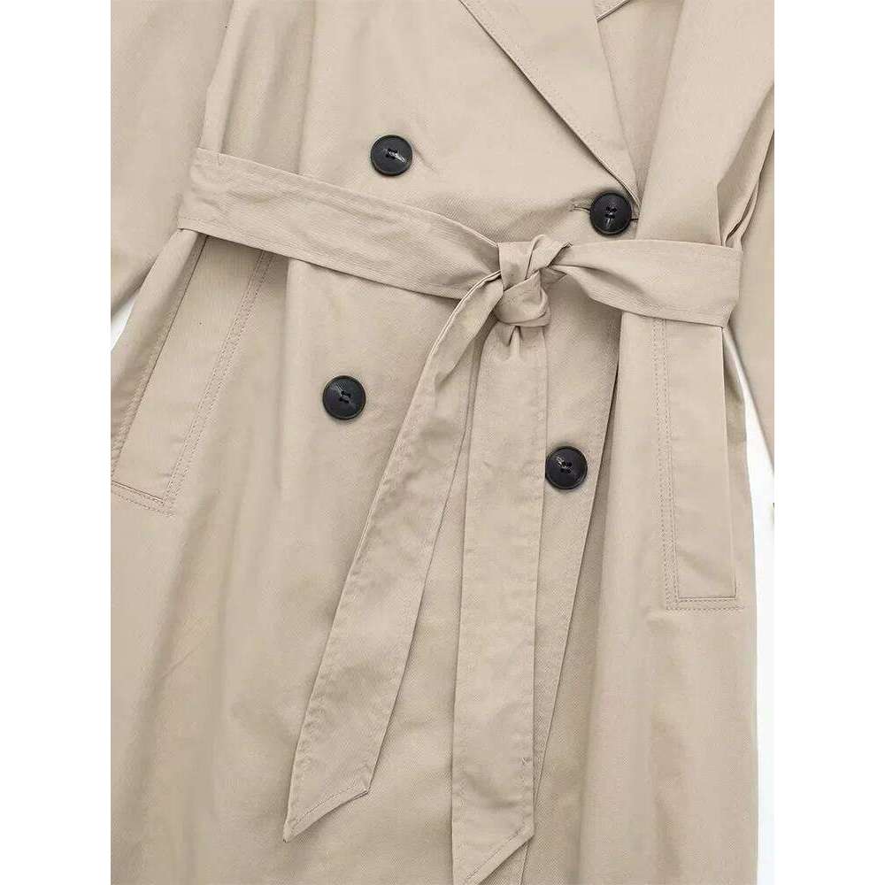 Willshela Women Fashion With Belt Solid Double Breasted Trench Vintage Lapel Neck Long Sleeves Female Chic Lady Outfits