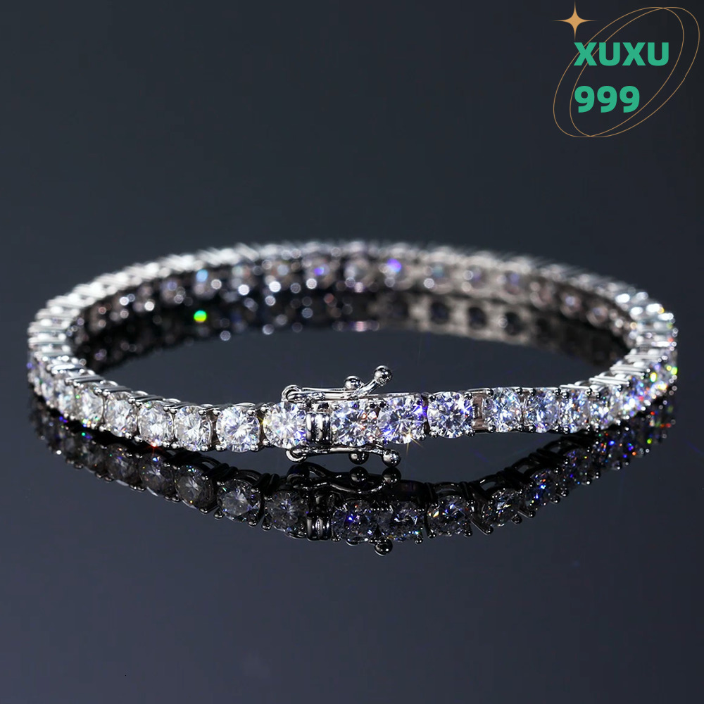 Moissanite Diamond Tennis Bracelet 925 Silver Fine Jewelry Men Women Gifts 2mm 3mm 4mm 5mm VVS GRA Iced Out Chain Bracelets OACOCA