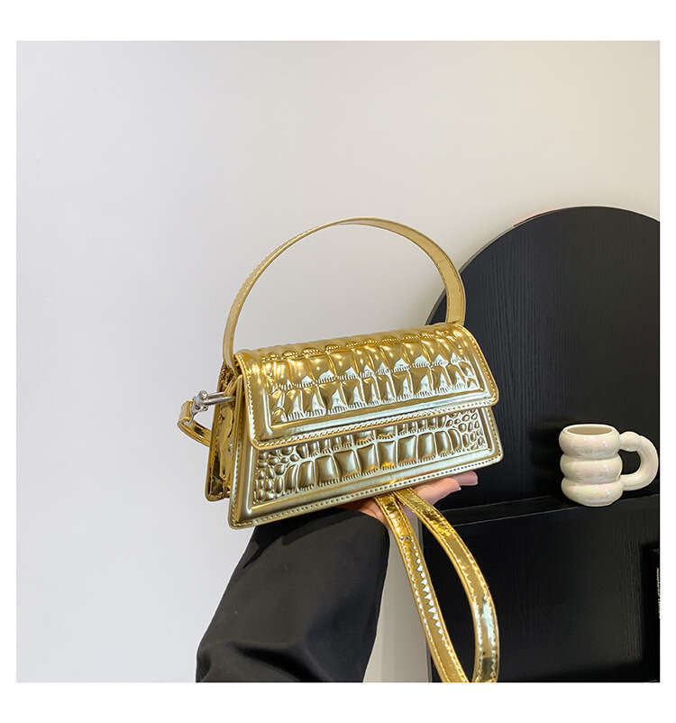 Stone Pattern Women's Crossbody Patent Leather Glossy 2024 New Fashionable Solid Color Small Square Bag for Women GUHUISHU