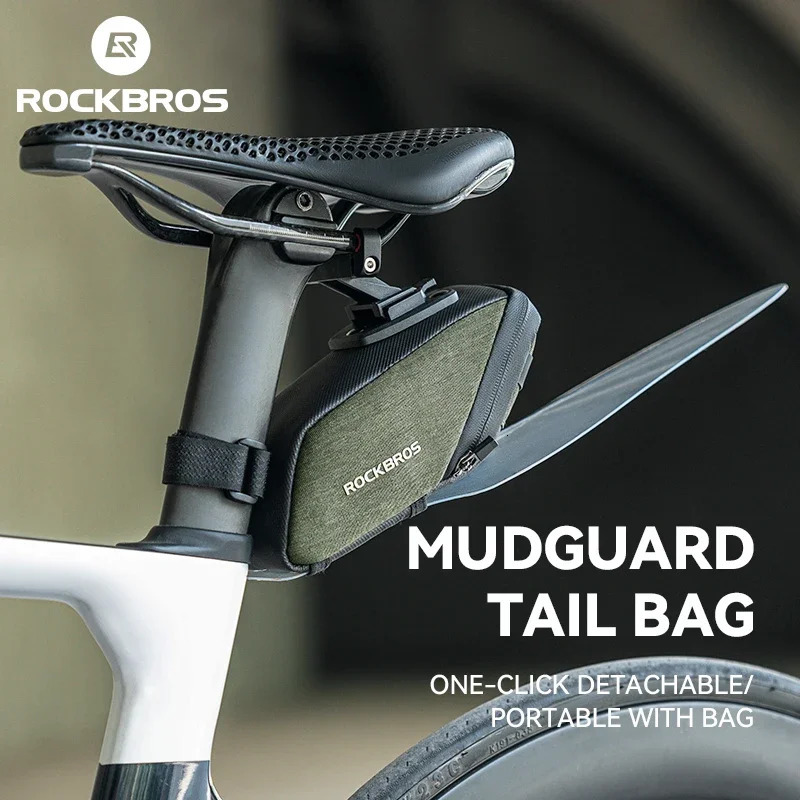 ROCKBROS Bicycle Saddle Bag 0.4L Mini Portable Cycling Bag Waterproof Seat Tail Bag MTB Road Bike Storage Backpack With Mudguard 250610