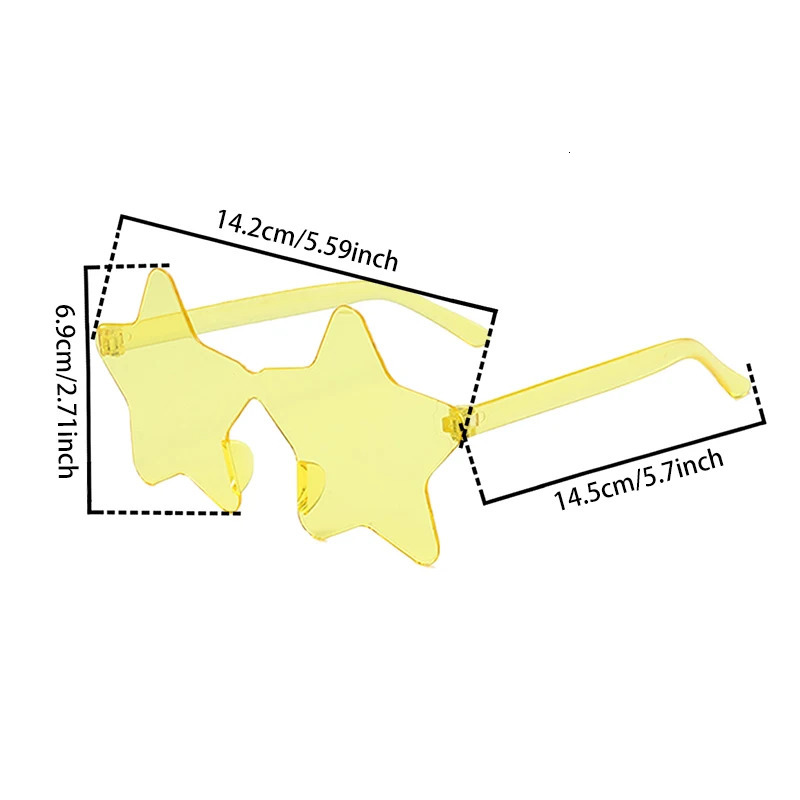 KAMMPT 16 Pairs Per Set Rimless Star Shaped Sunglasses Fashion Cute Candy Color Rave Shades Trendy Beach Vacation Sun Glasses 250530
