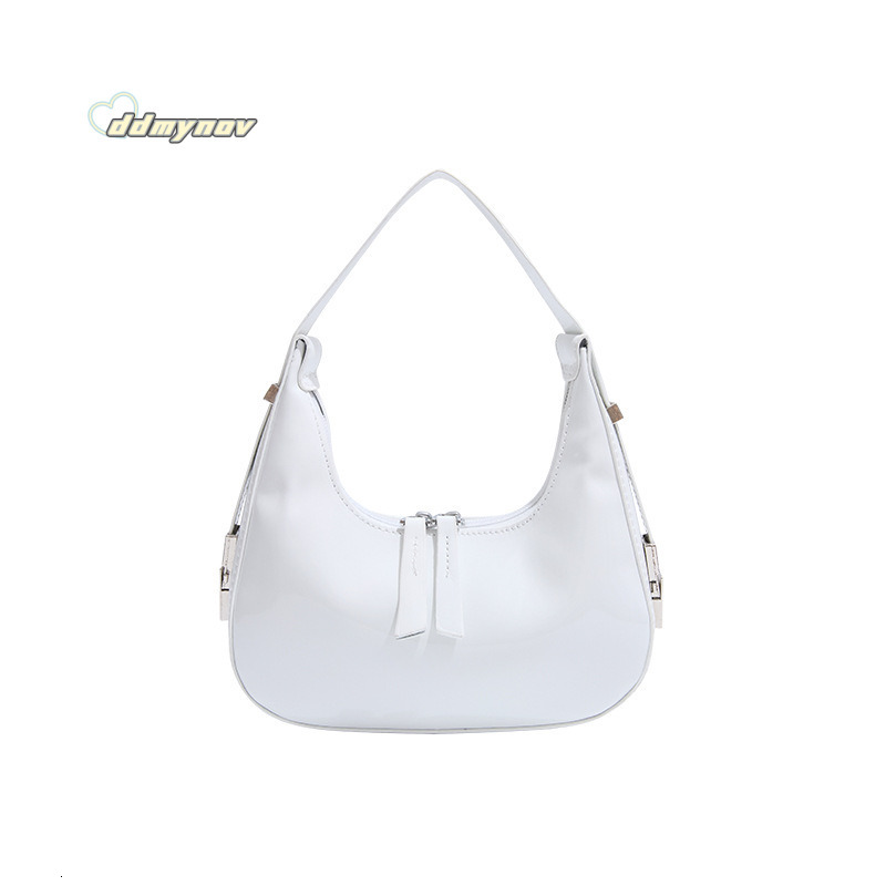 2025 Spring Summer New Korean Niche Design Handbag Patent Leather Shiny Women's Fashion Shoulder Underarm Bag ddmynov