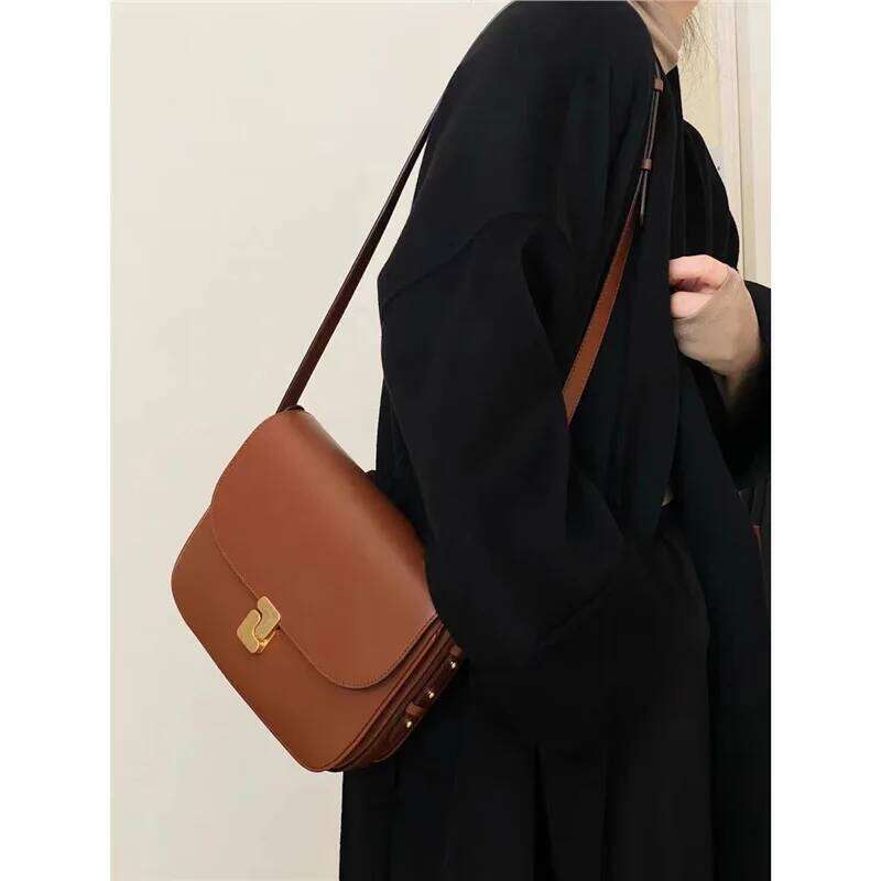 French Niche New Leather Bean Women's High-End Sense Shoulder Messenger Small Square Commuter Bag Women