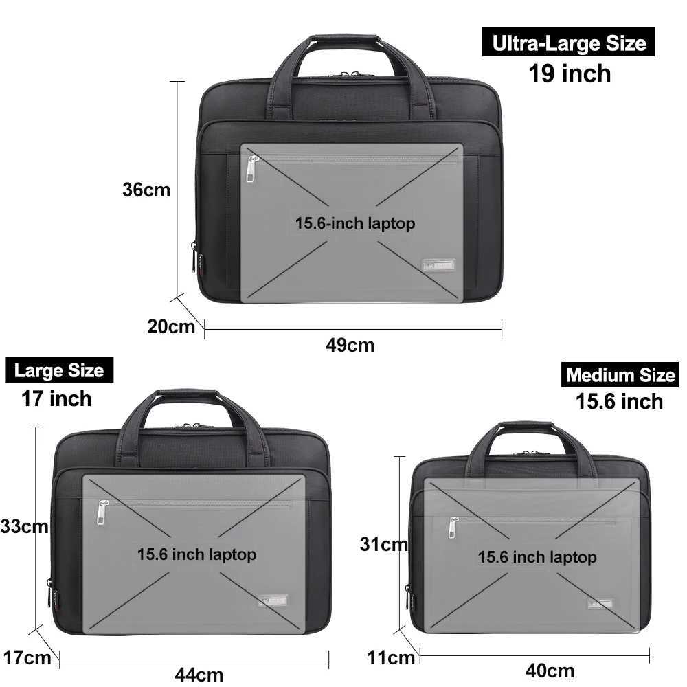Large-capacity business briefcase 15.6 inch 17 19 inches laptop bag mens waterproof canvas document bag work office bag official W250610