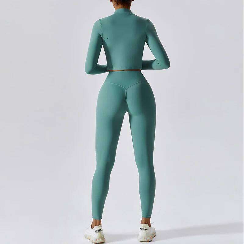 Outfit Active Wear 3 Pieces Workout Clothes For Women Sports Bra High Waist Gym Leggings Long-Sleeved Fiess Sportswear