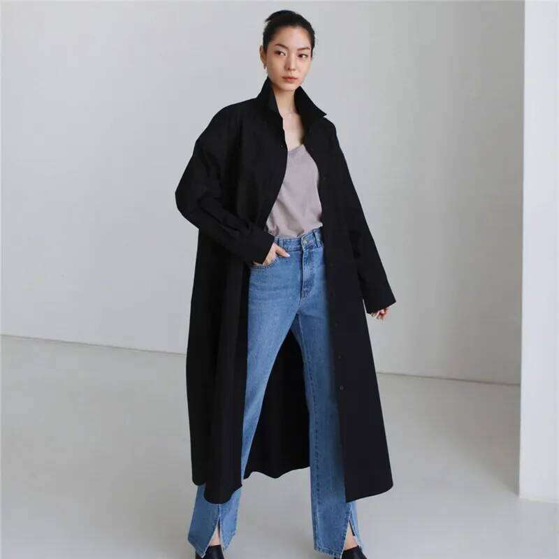Spring Autumn Sleeve Single Button Casual Women's Long Loose Plus Size Fashionable Sunscreen Cotton Shirt